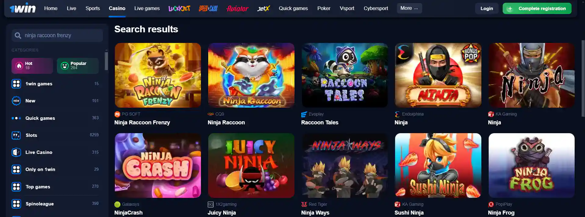 1win Ninja Raccoon online 1win Ninja Raccoon online